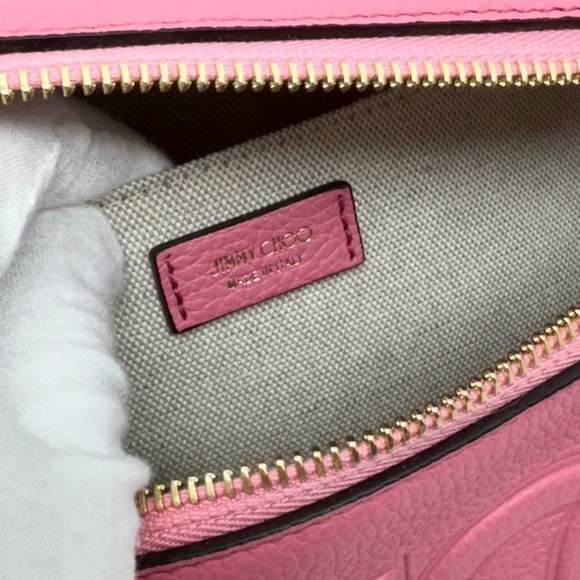 Jimmy Choo New In Box “CHOO” Bumbag Peony Pink Grained Leather Large Bel… - Picture 12 of 12